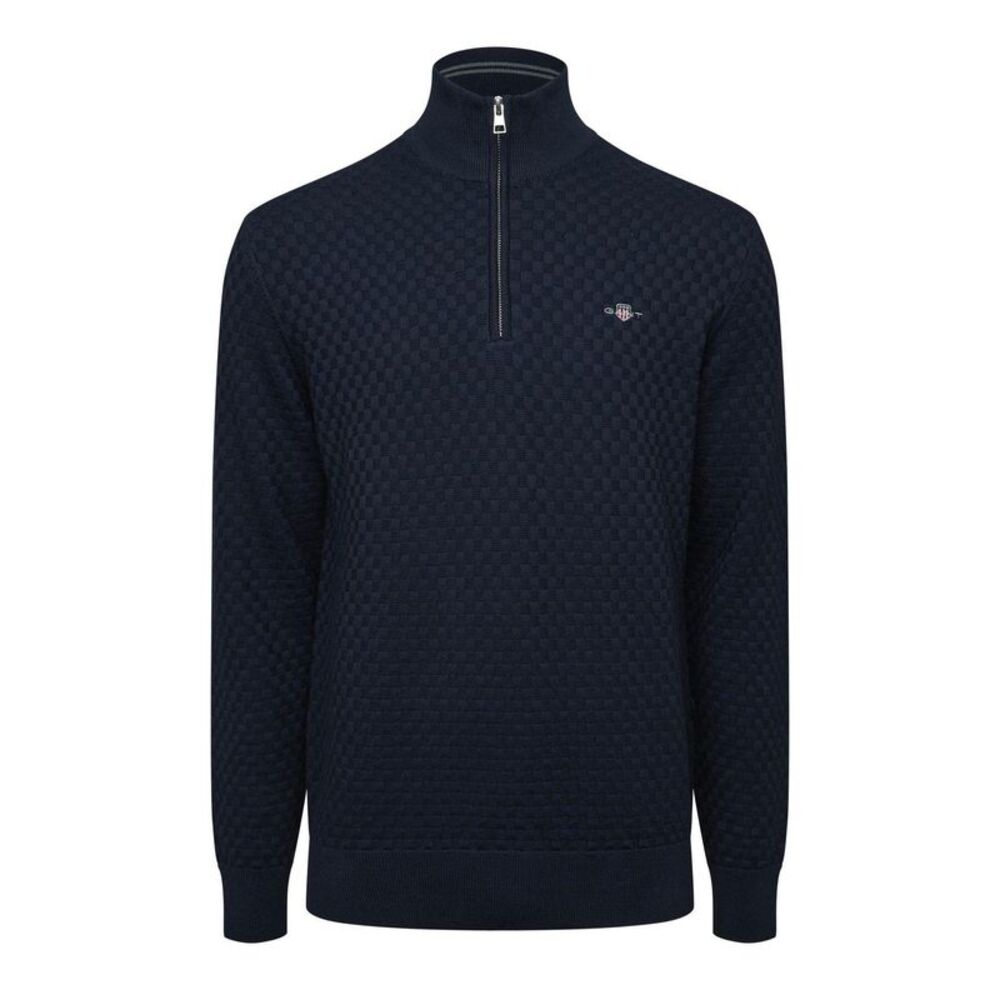 Gant Mens Checked Half Zip Sweatshirt / Red
